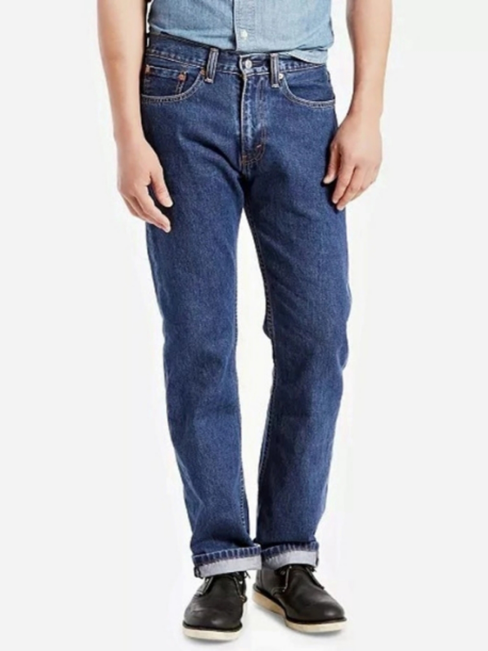Levi's 505 Regular Fit Straight Leg Jeans Dark Wash 38x30 NWT